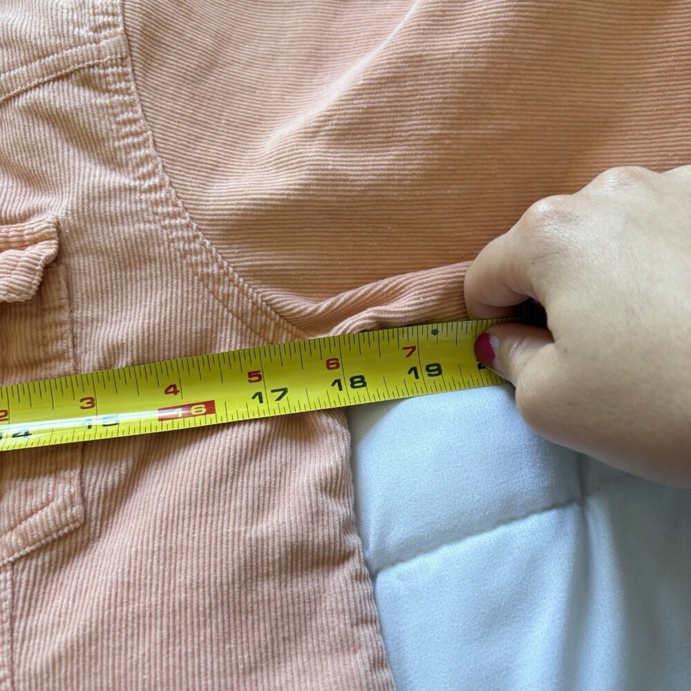 VTG 1980s Jean Jacket Women Small Corduroy Collar Barn Coat Coral Orange Y2K 90s - Picture 3 of 8